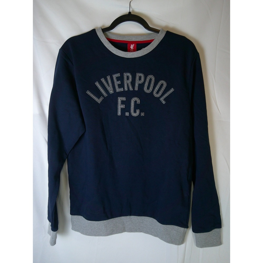 Liverpool FC Mens Applique Crewneck Sweatshirt Navy Blue Grey A15142 Size‎ M NWT